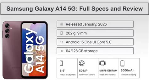 Samsung Galaxy A14 5G Specs, Features (Phone Scoop).